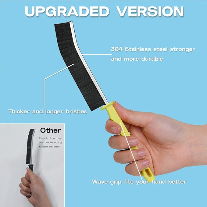 Hard Bristle Crevice Cleaning Brush Multifunctional Corners Gap Cleaning Brush Crevice Cleaning for Household Use (3Pcs Black+3Pcs White)