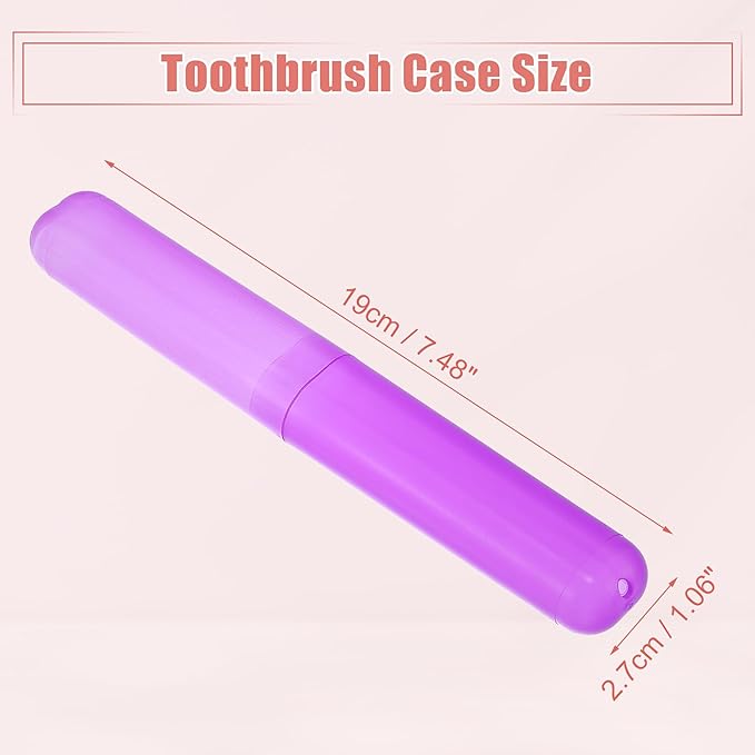 VOCOSTE 2 Pcs, Toothbrush Travel Case, Plastic, Lightweight, Purple, 7.48"x1.06"