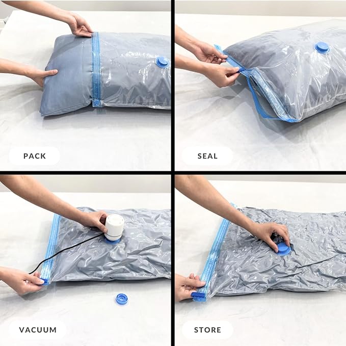 35 Pack Vacuum Storage Bags with Electric Pump, Compression Space Saver for Comforters, Bedding, Blanket Storage, Vacuum Seal Bags for Clothing, Luggage and Closet Organizer