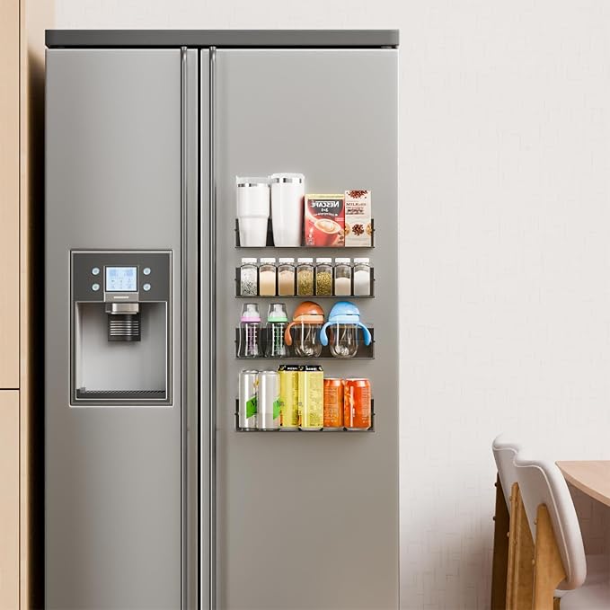 Yieach 4 Pack Clear Spice Rack Wall Mount with Adhesive,11.5″L x 3.6″W,Stick on Seasoning Jar Spice Organization for Cabinet Door or Pantry Door,Adhesive Wall Spice Rack for RV,Kitchen,Inside Cabinets