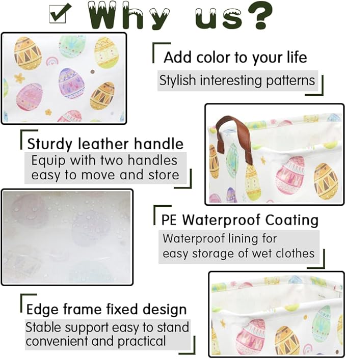 FXOLCSHE Rectangular Easter basket,Laundry Hamper,Kids Toy Storage Basket for baby Bedroom,Kids Storage Bin,Toy Gift Organizerm,Home Decor(Love egg)