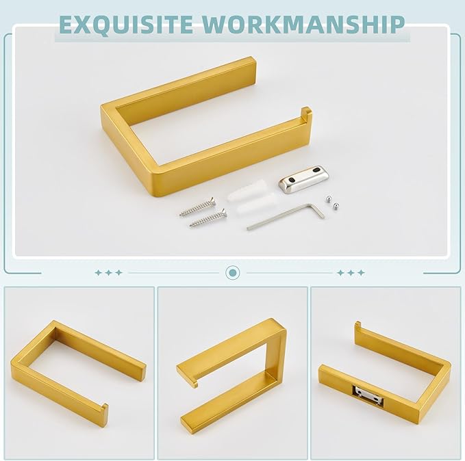 Angle Simple Toilet Paper Holder, SUS304 Stainless Steel Bathroom Toilet Tissue Roll Holder for Wall, Brushed Dark Gold