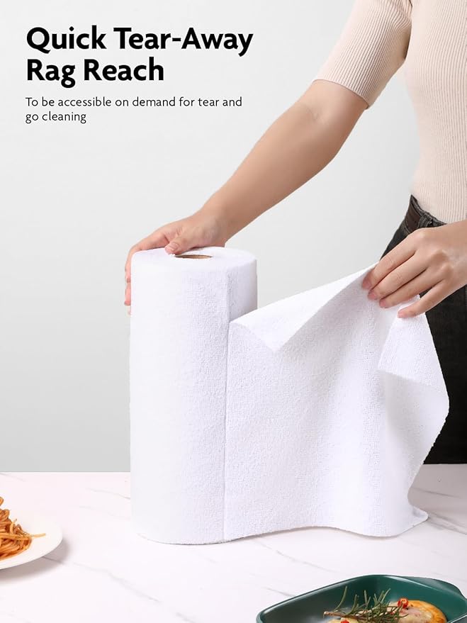 Fantasticlean Microfiber Cleaning Cloth Roll - 40 Pack, Tear Away Microfiber Towels, 12" x 12", Reusable, Washable, Scratch Free, Ultra Absorbent Dishcloth for All-Around Cleaning Supplies (White)