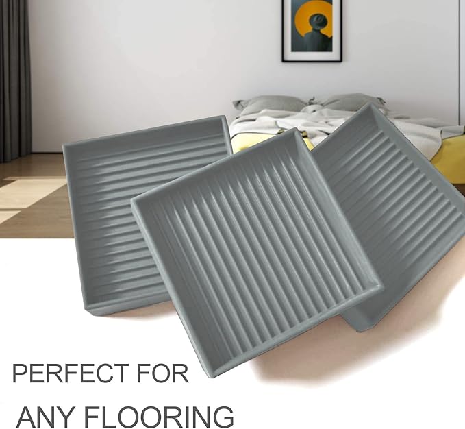 Yelanon Furniture Coasters, 4 Pcs 4” Furniture Caster Cups - Non-Slip Pads for Hardwood Floors - Non-Skid Furniture Grippers, Rubber Furniture Feet, Anti-Slide Floor Protector for Bed Couch Stoppers
