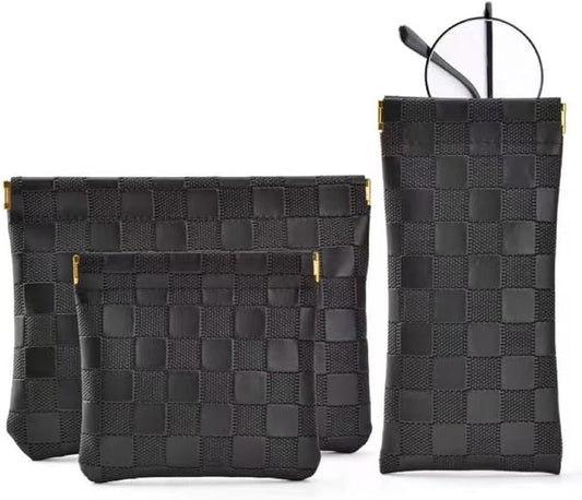 3PCS Small Makeup Bag for Purse，Waterproof Leather Portable Mini Makeup Bag,Snap Closure Organizer Pouch for Coin Cards Jewelry Lipstick Cosmetic Accessories，Small Travel Kit Storage Pouch