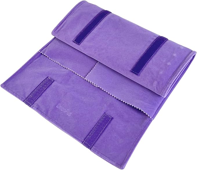 UnionPlus Velvet Travel Jewelry Roll Bag Organizer for Necklace, Elastic Band and Anti-winding, Purple