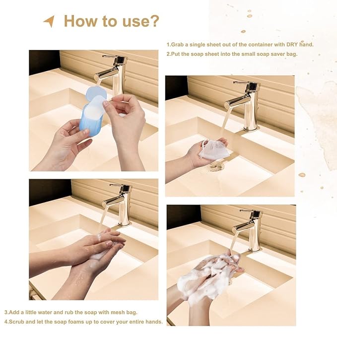 Soap Paper Sheets, 400 Sheets Mini Portable Disposable Travel Soap Boxes Hand Washing Cleaning Paper Slices Strips for School On-the-go Camping Hiking Outdoor Foot and Hand Care