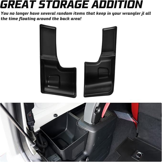 Kiwi Master Wheel Well Storage Trunk Organizers for 2018-2023 Jeep Wrangler JL 4 Door, Rear Storage Bin Box Tray, JL Interior Accessories Parts, Left & Right Side, Pair, Black