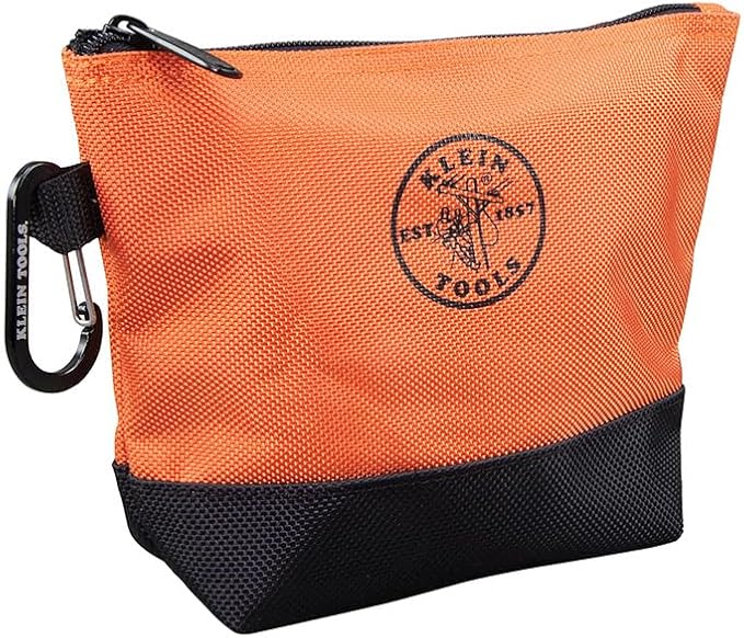 Klein Tools 55470 Utility Bag, Stand-Up Zipper Tool Bags, Tough 1680d Ballistic Weave, Reinforced Bottoms, Orange/Black, Gray/Black, 2-Pack