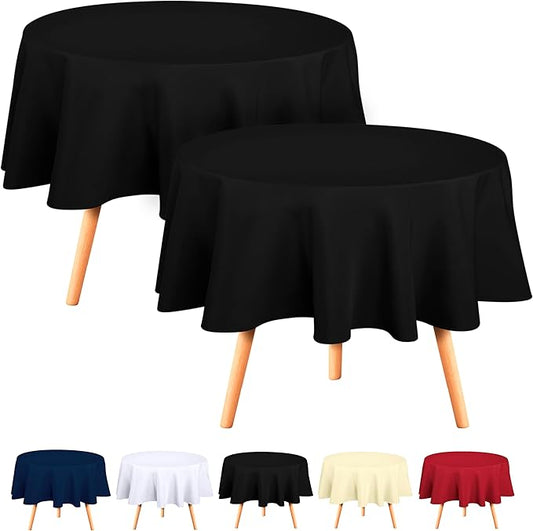 Utopia Kitchen Round Table Cloth 2 Pack(90 Inches, Black), Tablecloth Machine Washable, Polyester Table Cover for Dining, Buffet Parties, Picnics, Events, Weddings and Restaurants