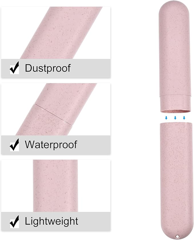 VOCOSTE 1pcs, Traveling Toothbrush Holders Case, PP Toothbrush Case for Travel Business, Pink, 8.07''x1.22''x0.83''