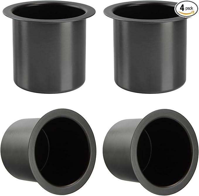 4Pcs Drop-in Cup Holder,304 Stainless Steel Automotive Cup Holders,3.3inch Black Poker Table Drink Holder Dining Table Cinema Sofa Yacht Boats Cars Touring RV Car Drop-in Drink Cup Holder
