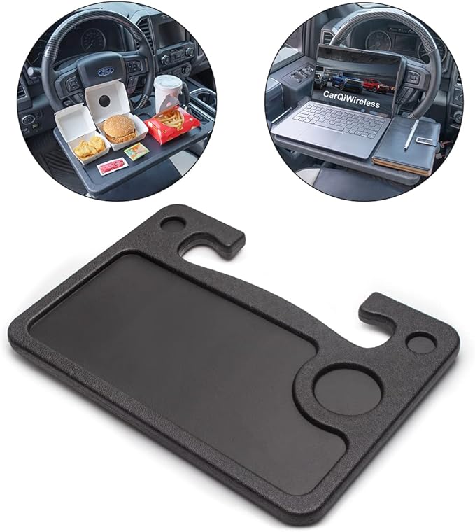 2 in 1 Automotive Car Steering Wheel Tray for Ford F150 F250 F350 Transit Ranger Bronco Explorer Fusion Mustang Truck Accessories 2004-2025,for Laptop, Tablet, iPad Or Notebook Car Travel Table
