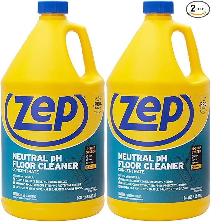 Zep Neutral PH Industrial Floor Cleaner - 1 Gallon - ZUNEUT128 - Concentrated Pro Trusted All-Purpose Floor Cleaner (Pack of 2)