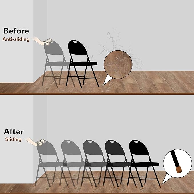 7/8 Inch Folding Chair Leg Caps Heavy-Duty Plastic Chair End Caps Non-marring Furniture Glides Round Hardwood Floor Protectors, Beige (12 Pieces)