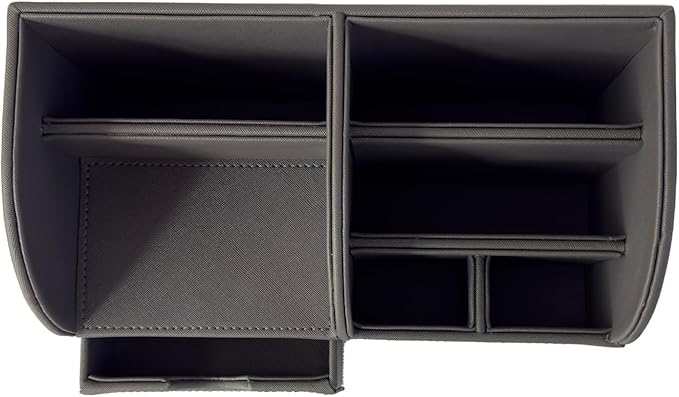 UnionBasic Desk Organizer, Multi-functional Leather Desktop Office Organizer, Pen Holder - Business Card/Pen/Pencil/Mobile Phone/Stationery Holder Storage Box, Taiga Dark Grey