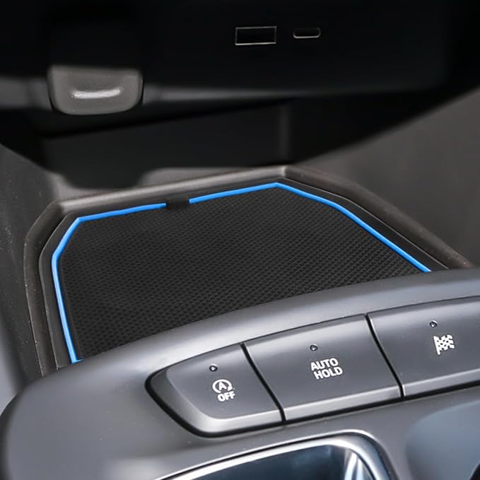 for 2024 2025 2026 Chevy Trax Accessories - for 2024 2025 2026 Chevrolet Trax (LS,1RS,LT,2RS,ACTIV) Cup Holder Inserts Door Slot Mat Compartment Center Console Liners (14 Pcs, Blue Trim)