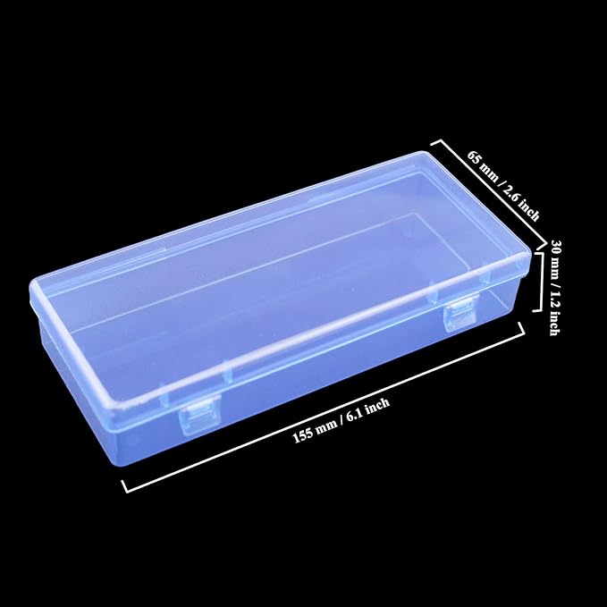Goodma 6 Pieces Rectangular Empty Mini Clear Plastic Organizer Storage Box Containers with Hinged Lids (Blue, 6.1 x 2.6 x 1.2 inch)