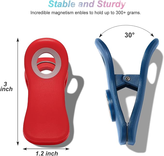 All Purpose Magnetic Clips - Chip Clips, Bag Clips, Food Clips, Blue Color Refrigerator Magnets Clips for Bread Bags, Snack Bags and Food Bags(Pack of 10, Blue)