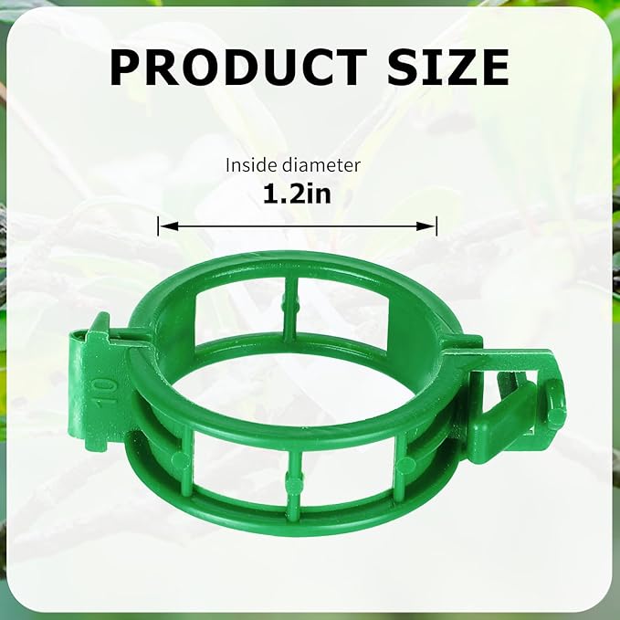 HFXXAD 400PCS Plant Support Clips, Tomato Clips, Plastic Garden Clips, Vine Clips for Tomato Cucumber Flower Squash Vine, 1.2” Inner Diameter, Prevent Tomatoes from Pinching or Falling Off（Green）