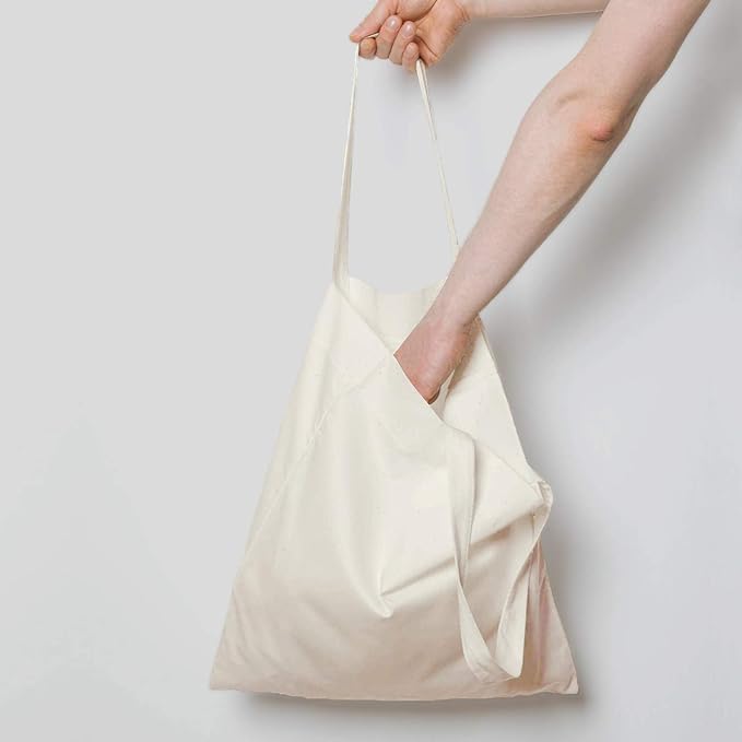 NPBAG 5 | 12 | 15 | 25 | 50 Pack 15'' X 16'' Natural Cotton Tote Bags, Lightweight Blank Bulk Cloth bags with 1pc of PTFE Teflon Sheet (12-Pack)