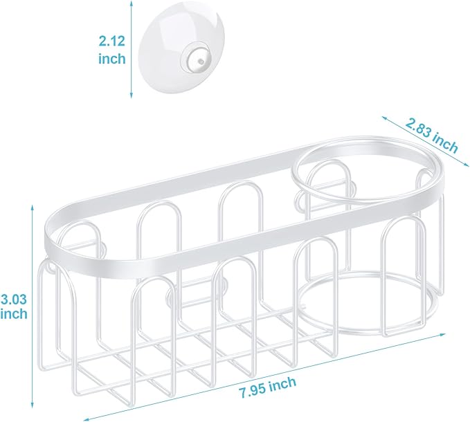 Yazoni 2-in-1 Sponge Holder for Kitchen Sink, Suction Cup Sponge Rack Kitchen Caddy, No Drill Rustproof Sink Organizer Holder for Place Dishwashing Brush Soap (White)