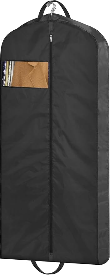 MISSLO 43" Mens Garment Bags for Travel Waterproof Suit Bags for Closet Storage Hanging Clothes Travel Bag for Shirts, Jackets, Coats, Black, 1 Pack
