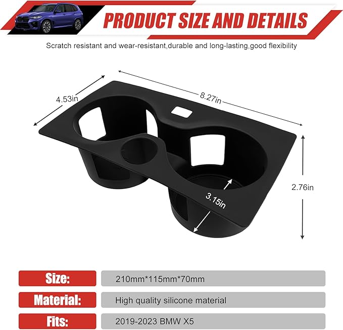 Cup Holder Coaster Fit for 2019-2023 BMW X5 Accessories Cup Holder Mat Pad Inserts Interior CupHolder Liner for 2023 BMW X5(for BMW X5)