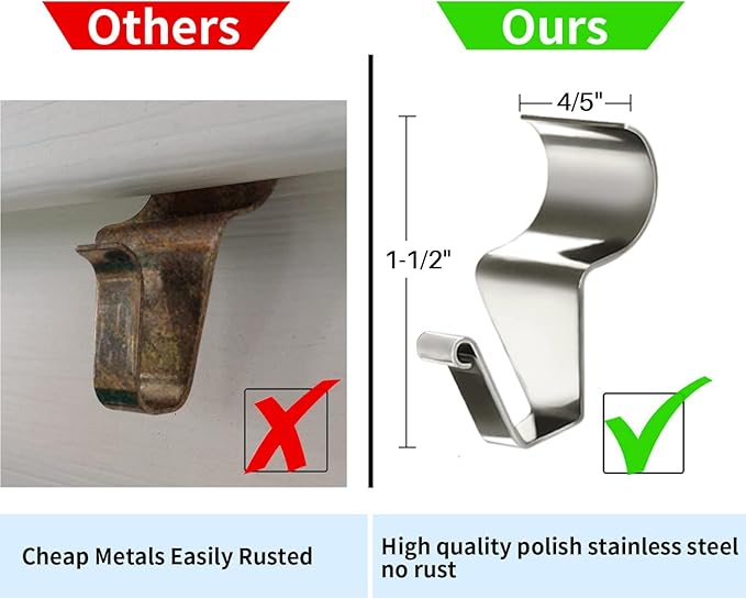 Aminigram 18 Pack Vinyl Siding Hooks Hanger, Siding Hooks for Hanging Outdoor, No Hole Siding Clips to Hang Things, Heavy Duty Stainless Steel Decor Hooks for Siding