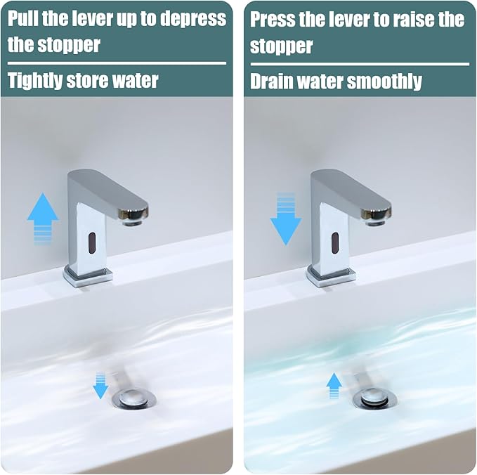 2pcs Sink Drain Parts, Lavatory Pop Up Stopper Assembly with Plug Bathroom Sink Drain Repair Kit Pivot Ball Rod Replacement Compatible with Price Pfister & Popular Band(Grey,Grey)