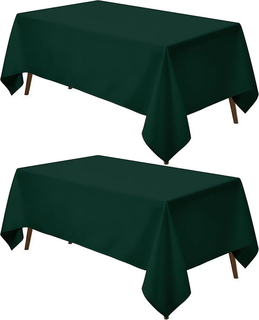 Utopia Kitchen Rectangle Table Cloth 2 Pack(60x84 Inches, Hunter Green), Tablecloth Machine Washable, Polyester Table Cover for Dining, Buffet Parties, Picnics, Events, Weddings and Restaurants