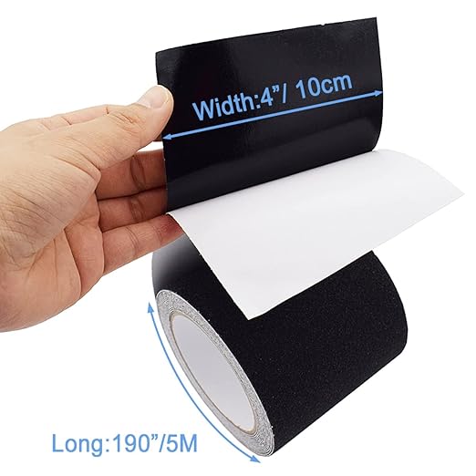 Anti Slip Tape, High Traction,Strong Grip Abrasive, Not Easy Leaving Adhesive Residue, Indoor & Outdoor (4" Width x 190" Long, Black)