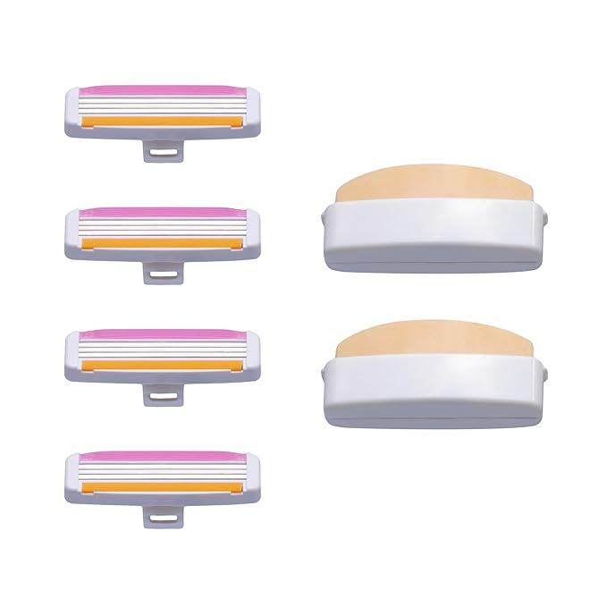 Alleyoop Stay Sharp Razor Refill Pack for Travel Portable Razor - Perfect For Touch Ups On-The-Go - Includes 4 Triple-Blade Cartridges & 2 Moisturizing Bars - Safe For All/Sensitive Skin Types