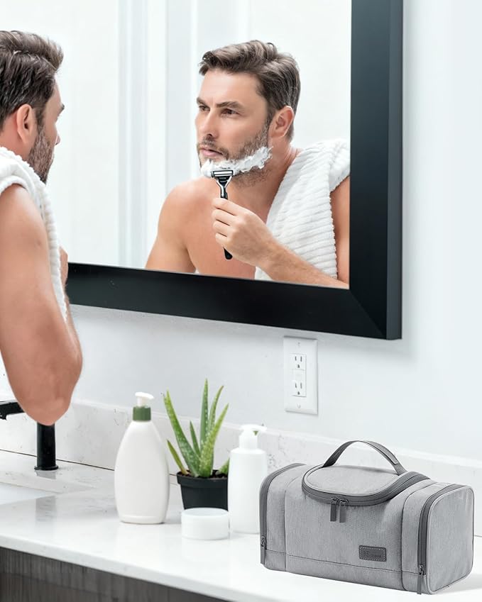 Waterproof Small Toiletry Bag for Men, Travel Toiletry Organizer Shaving Bag for Toiletries Accessories, Suitable Capacity Dopp Kit for Travel-Sized Essentials, Grey