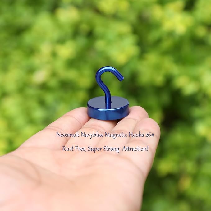 Neosmuk Magnetic Hooks, Cruise Ship Essentials, 80lb+ Heavy Duty Magnetic Hooks for Cruise Cabins, Refrigerator, Grill, Hanging, and Travel | Extra Strong Must-Have Magnet Hooks, Navy Blue