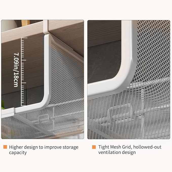 Janebert Expandable Under Shelf Basket Organizer, Under Shelf Storage, Hanging Baskets Under Cabinet for Pantry Kitchen Cupboard Desk Counter Bookshelf Space Saver Heavy Duty Slide-in (Black, 1 Pack)