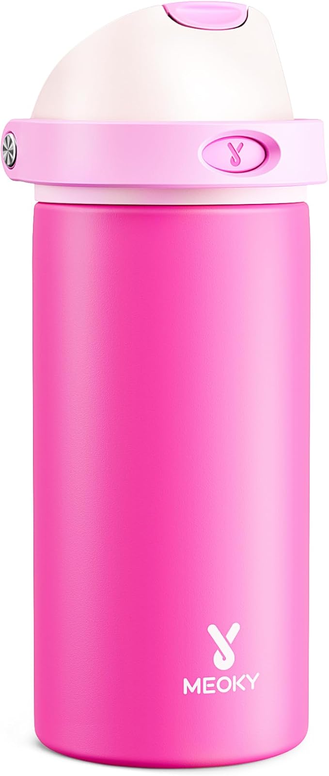 18 oz Kids Water Bottle for School: Meoky 18 oz Stainless Steel Insulated Water Bottle with 2-in-1 Straw and Spout Lid - Leak Proof, Fits in Car Cup Holder, BPA-Free for Teen Girls, Raspberry Vibes