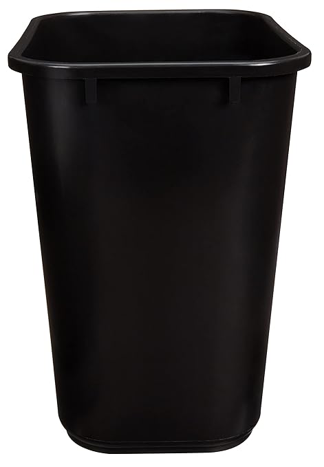 Amazon Basics Rectangular Commercial Office Wastebasket, Easy to Clean, 7 Gallon, Black, 6-Pack