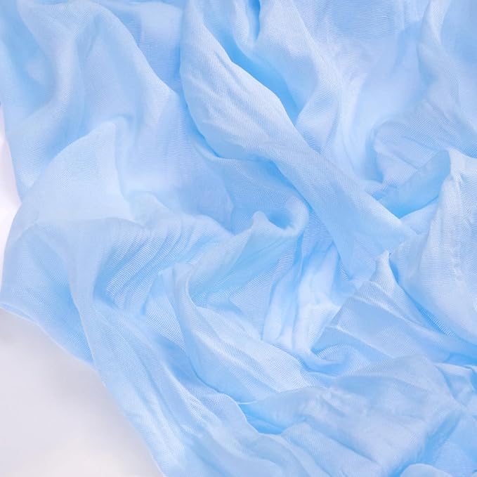 Socomi 10pcs Blue Summer Cheesecloth Table Runner Light Blue Boho Rustic Gauze 120 inch 10FT Cheese Cloth Sheer Runner for Wedding Party Baby Shower Birthday Home Decor Holiday Decorations
