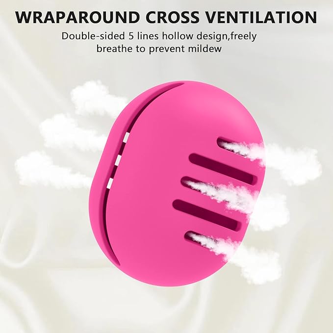 Makeup Sponge Holder,Double-sided 5-line Vented Silicone Beauty Blender Holder for Travel,Shatterproof Make Up Sponge Travel Case for All Sponges Sanitary Reuse Easy to Carry,Rose Red