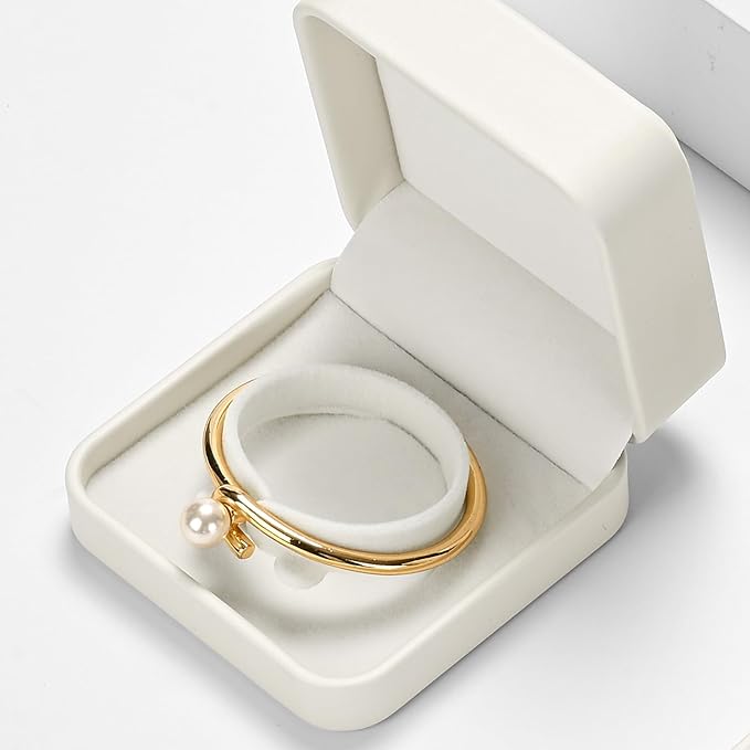 Oirlv Luxury Leather Bracelet Gift Box Jewelry Box Storage Case Organizer Holder for Bracelet Bangle (Creamy-white)