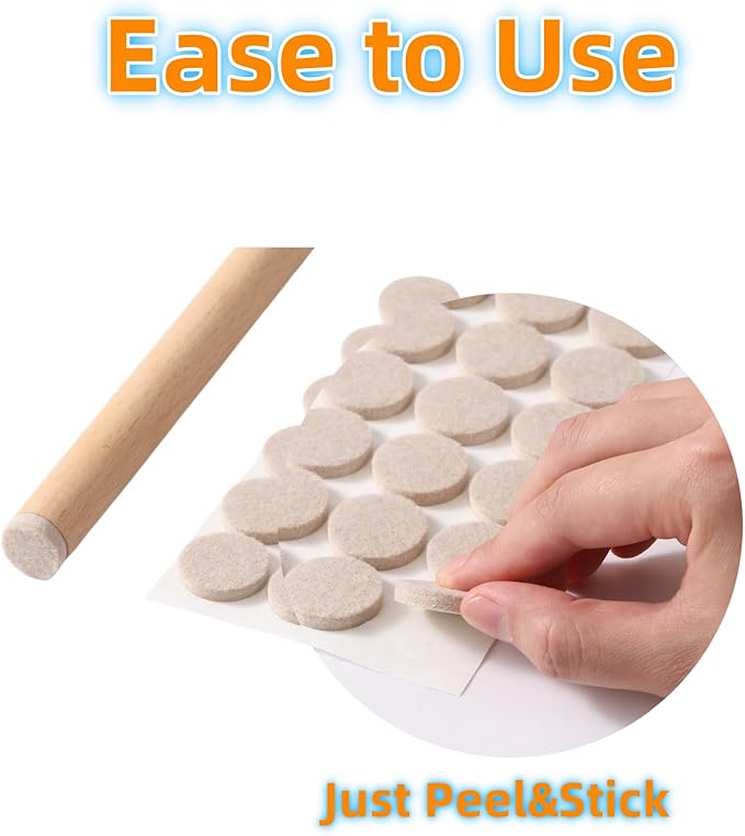 Furnigear Felt Pads Small 3/8" Felt Pads for Cabinet Doors Bumpers, Cabinet Cushion Dots Felt Cabinet Door Stops, Self Adhesive Thick Bumper Pads to Protect Surfaces -Anti Scratch 234 Pcs Round Beige