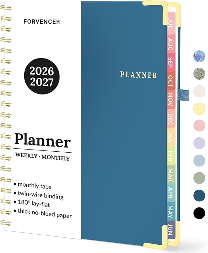 Forvencer Academic Planner 2026-2027, July 2026-June 2027 Weekly & Monthly Hardcover Calendar Planner, 8.5" X 11", Daily Agenda Book, School Office Notebook College Teacher Student Organizer A4, Navy Blue