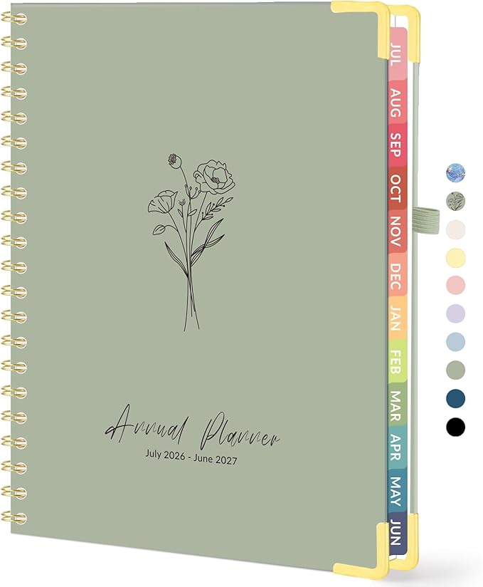 Forvencer Academic Planner 2026-2027, July 2026-June 2027 Weekly & Monthly Hardcover Calendar Planner, 8.5" X 11", Daily Agenda Book, School Office Notebook College Teacher Organizer A4, Poppy Bouquet