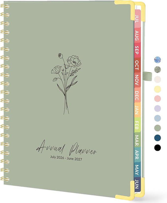 Forvencer Academic Planner 2026-2027, July 2026-June 2027 Weekly & Monthly Hardcover Calendar Planner, 8.5" X 11", Daily Agenda Book, School Office Notebook College Teacher Organizer A4, Poppy Bouquet