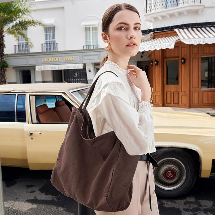 Canvas Tote Bag for Women Large Hobo Shoulder Bag for Work Travel Casual Message Bag Tote Purse handbags