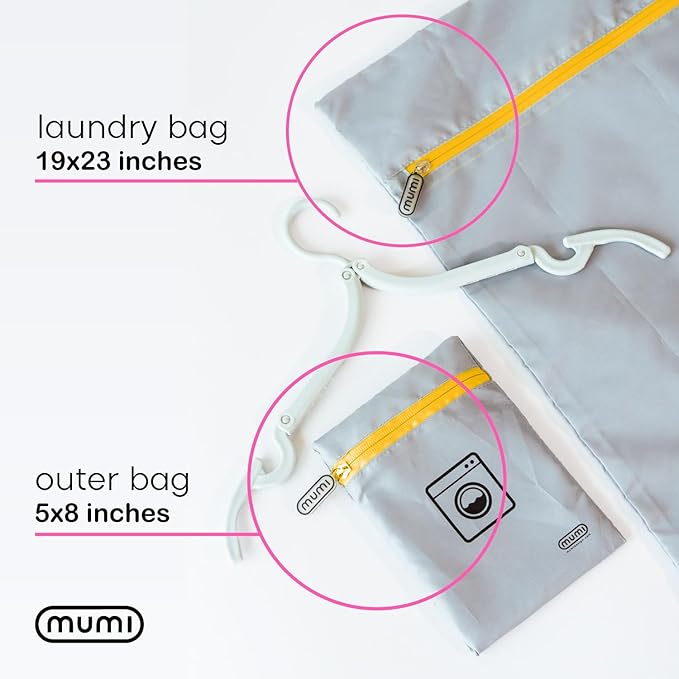 Mesh Laundry Bags for Delicates – MUMI Travel Laundry Bag with Hanger & Pouch | Large Lingerie Wash Bag for Washing Machine, Baby Clothes, Gym & Travel | Odor-Resistant Laundry Mesh Bag (Pink)