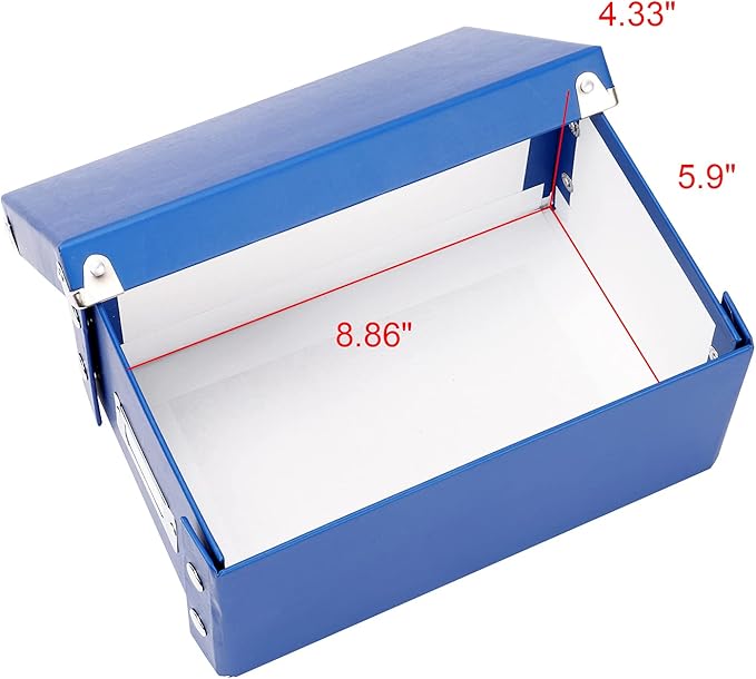 Snap-N-Store Index Card Holder Storage Box - Collapsible Organizer Box fits 1100 Flash Cards - Business, Recipe, or Note Card - 4 x 6, 2 Pack, Classic Blue