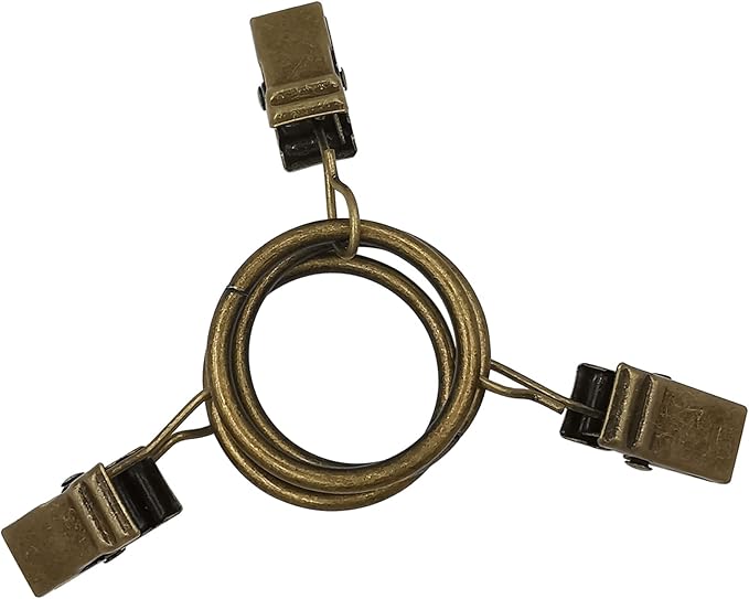 WeeksEight 100 Pack Bronze Curtain Rings with Clips, Curtain Hooks Hangers Clip Rings for Hanging Drapes Bows Hat, Drapery Rings 1 in I D, Fits up to 5/8 in Diameter Curtain Rod.