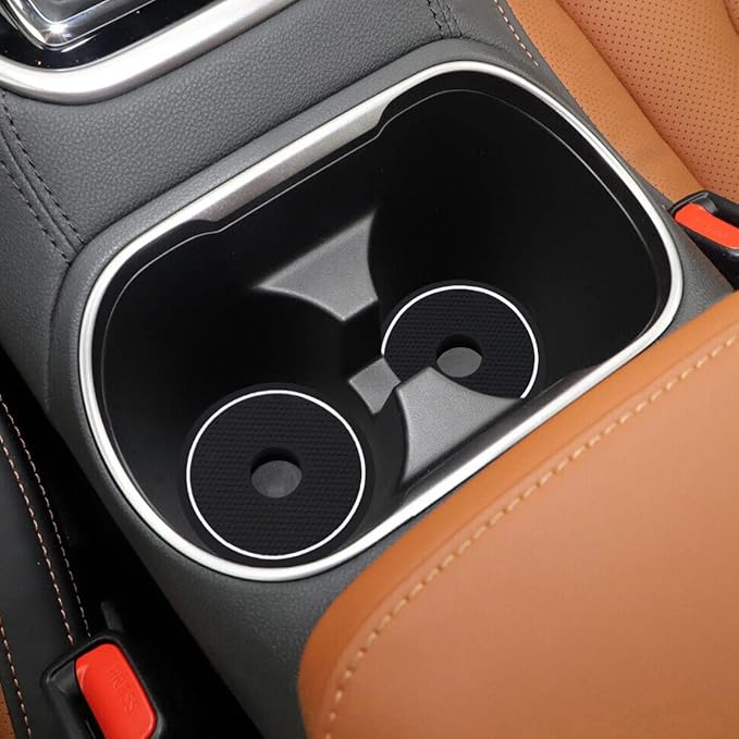 Auovo Cup Holder Spacer Replacement Fit for Subaru Outback Legacy Accessories 2020-2024 Silicone Cup Riser Cup Holder Insert Spacers for Kia Telluride Crosstrek Accord Trax RAV4 (2pcs, White Trim)